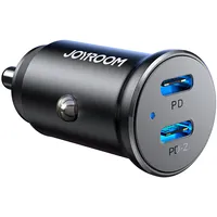 Joyroom Jr-Ccn06 30W 2X Usb-C mini car charger metal - black  6941237112071