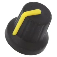 Knob with pointer rubber,plastic Øshaft 6Mm Ø16X15.1Mm black  Fc72605S
