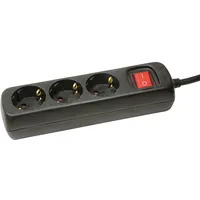 Plug socket strip supply Sockets 3 230Vac 16A black 1.4M  Lps206B