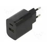Power supply switching mains,plug-in 5Vdc, 3.4A 20W black  Taucpdqc2001Bk Ta-Uc-Pdqc20-01-Bk
