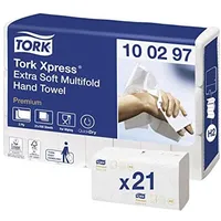 Hand towel sheets Tork Premium Extra Soft H2, 2-Ply, 100 sheets, 34X21.2Cm, W, cellulose, 21Pcs  100297 732254012427