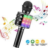 Roger Bluetooth Karaoke Mikrofons Ar iebūvētu Skaļruni / 2X 5W Aux Usb Microsd Rgb Melns  Ro-Ws-Ws858L-Bk 4752168110393