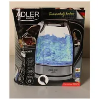 Sale Out. Adler Ad 1225 Cordless Water Kettle, 1.7L, 2000W, Anti-Calc filter, Boil-Dry protection, Rotary base 360 degree  Kettle Standard 2000 W 1.7 L Glass rotational Stainless steel/Black Damaged Packagin 1225So 2000001068878