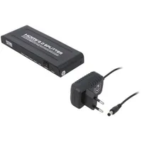 Splitter Hdmi 2.0 black Input Dc socket,HDMI socket  Qoltec-52333 52333