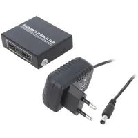 Splitter Hdmi 2.0 black Input Dc socket,HDMI socket  Qoltec-52332 52332