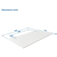 Laminated particle board Table top Up Up, white 1500X750X25Mm  W-57051Pt 695674516555