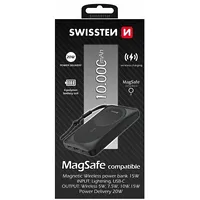 Swissten Magnetic Wireless Power Banka Ārējās Uzlādes Baterija Usb / Usb-C Lightning Pd 20W 10000 mAh  22013971 8595217479746
