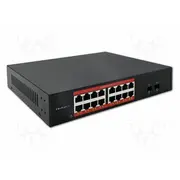 Switch Ethernet Iec C13,Rj45 socket x16,SFP x2 Pnp black  Qoltec-52364 52364
