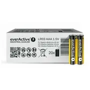 Lr03/Aaa baterijas 1.5V everActive Industrial Alkaline Mn2400/E92 iepakojumā 40 gb  Bataaa.alk.eai40 3100000528287