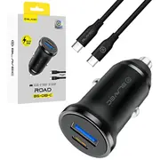 Blavec Car charger Bs-01B-C Road - Usb  Type C Qc 3.0 18W Pd 20W with to cable Ccbs01Bcr-Ucb black Ład001990 5900217495796