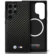 Bmw Leather Carbon Magsafe Aizsargapvalks Priekš Samsung Galaxy S25 Ultra  Bmhms25L24Pucilk 3666339441791