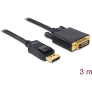 Delock Cable Displayport 1.3 male Gt Dvi 241 passive 3 m black  82592 4043619825929