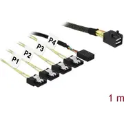 Delock Kabel Mini Sas Hd Sff-8643 Gt 4 x Sata 7 Pin  Sideband 1 m Metall 85732 4043619857326