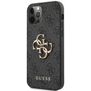 Guess Pu 4G Metal Logo Case Aizsargapvalks priekš iPhone 12/12 Pro / pelēks  Guhcp12M4Gmggr 3700740504574