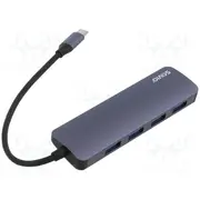 Hub Usb A socket x4,USB C plug 3.1 Gen 1 Pnp grey  Savak-54 Ak-54