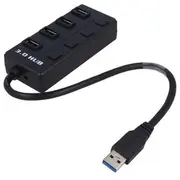 Hub Usb A socket x4,USB plug 3.0 with switch black  Ak-Ad-33