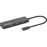 Manhattan 164924 interfeisa centrmezgls Usb 3.2 Gen 1 3.1 Type-C 5000 Mbit/S Melns  0766623164924 324984