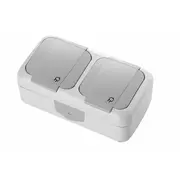 Mitrumdroša Ip54 Dubultā elektrības kontaktligzda Rozete ar zemējumu pelēka  9055 5588 3100000001179