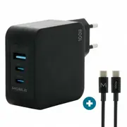Mobilis Charger 100W 2Usb C 1Usba Gan cable Laptop, Smartphone, Tablet Black Ac Indoor  001365 3700992530437 Wlononwcrcmnc