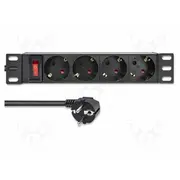 Plug socket strip protective Sockets 4 250Vac 16A black  Qs-54603 54603