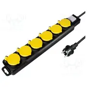 Plug socket strip supply Sockets 6 250Vac 16A black,yellow  Lps256