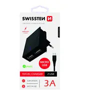 Swissten Premium Tīkla Lādētājs Usb 3A / 15W Ar Micro vadu 1.2M  Sw-Det-2.1Awcm-Bk 8595217463271