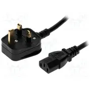 Cable 3X1Mm2 Bs 1363 G plug,IEC C13 female Pvc 3M black 3A  Sn23-3/10/3Bk Lt-3273A 501 3X1.0 Blk 3.0M