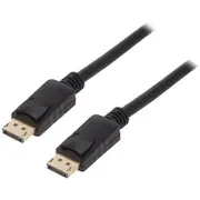 Cable Displayport plug,both sides 5M black plastic  Cv0074