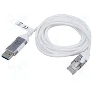 Cable slim,USB 3.0 Rj45 plug,USB A plug nickel plated 2M  Goobay-74379 74379