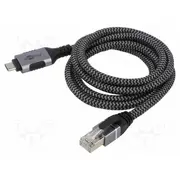 Cable Usb 3.1 Rj45 plug,USB C plug nickel plated 1M U/Ftp Cu  Goobay-70696 70696