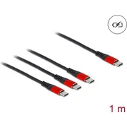 Delock Usb Charging Cable 3 in 1 Type-CTrade to x m black / red  86713 4043619867134