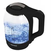 Esperanza Ekk025K tējkanna 1.7L 1500W Korpuss no rūdīta stikla,Melna  5901299949771 Agdespcze0055