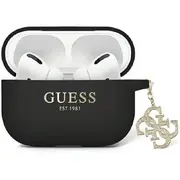 Guess Guap2Lecg4K Airpods Pro 2 cover czarny black Liquid Silicone Glitter Triangle Charm  3666339171230