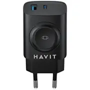 Havit Uc132 Eu - Gan 22 W dual-port charger with wireless charging option, black  6939119081065 Ladhavsic0008