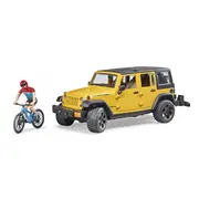 Jeep Wrangler Rubicon Unlimited Gelb/Schwarz, Inkl. Mountainbike und Radfahrer  02543 4001702025434