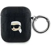 Karl Lagerfeld Pu Embossed Head Case Aizsargapvalks priekš Airpods 1/2 / melns  Kla2Pgkipk 3666339283636