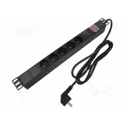 Plug socket strip protective Sockets 5 230Vac 16A black 2M  Pdu-05E-0200 Pdu-05E-0200-Bk