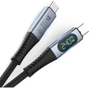 Roger Pd24Vb Usb-C 4.0 Kabelis ar voltmetru Pd240W / 40Gbps 8K60Hz 1M Ro-Pd240V-Bk  4752168140888