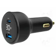 Usb power supply A socket,USB C socket Sup.volt 1224Vdc  Taucac2Pd30Lcdcar0 Ta-Uc-Ac2Pd30Lcd-Car-01