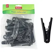 Veļas knaģi plastmasas 20Gab melni  24801131 8032638011310
