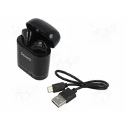 Wireless headphones with microphone black Usb B micro 10M  Savsltws-02 Tws-02