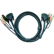 Aten 2L-7D03U Kvm Kabel Dvi-D Single Link, Usb, Audio, schwarz, 3 m  4710423774865