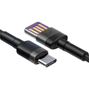 Baseus Cafule Usb-C kabelis Huawei Supercharge, Qc 3.0, 5A 1M MelnsPelēks  Catklf-Pg1