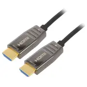 Cable Hdmi plug,both sides 20M black metal  Ak-330126-200-S