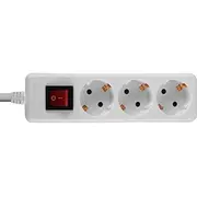 Lindy 3-Way Schuko Mains Power Extension with Switch, White  73101 4002888731010