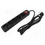 Extension lead 3G1.5Mm2 3M rubber black Sockets no 5 10A  Ps1-05E-0300-Bk