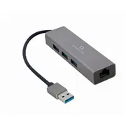 Gembird Usb Am Gigabit network adapter with 3-Port 3.0 hub A-Amu3-Lan-01 Black  8716309120531