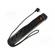 Plug socket strip protective Sockets 5 230Vac 10A black 1.5M  Sp1-05E-0150 Sp1-05E-0150-Bk