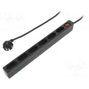 Plug socket strip supply Sockets 6 250Vac 15A black 1.5M  Lps232B
