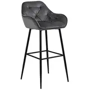 Bāra krēsls Brooke 52X53Xh104Cm, tumši pelēks samts / melns  Ac90452 5713941163820
